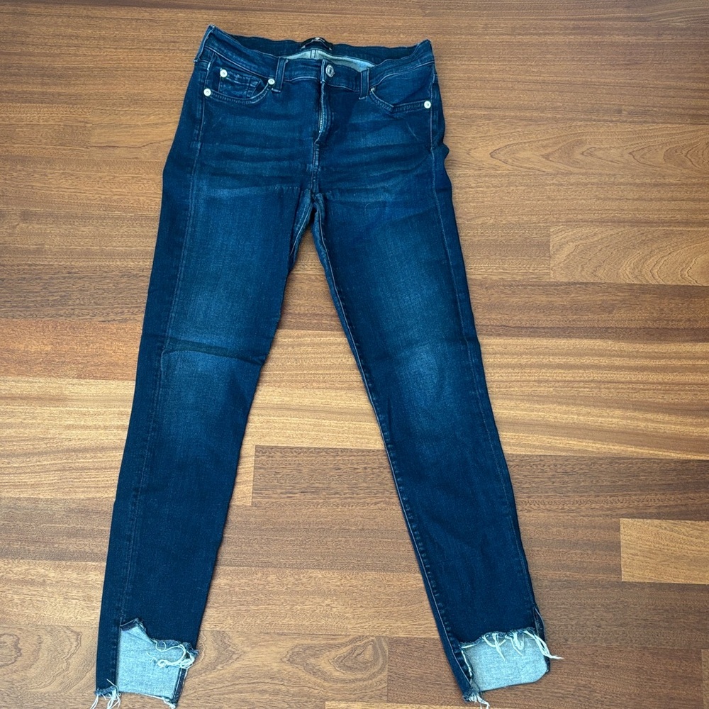 7 For All Mankind Dark Blue Ankle Jeans